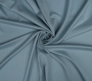 Włoska wełna w paski przygaszony błękit - Haute Couture Resztka 170 cm x 145 cm