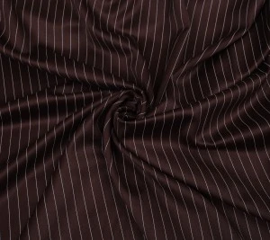 Włoska Wełna Garniturowa Brąz w Paski – Haute Couture Resztka 125 cm x 145 cm
