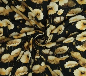 Jedwab cienki krepdeszyn  - florystyczny wzór