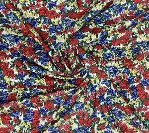  Bawełna organiczna - kolorowe kwiaty